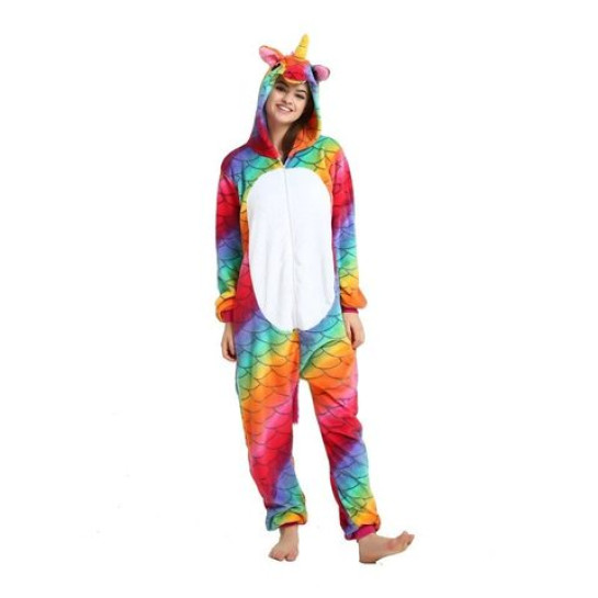 Onesie Kigurumi Licorne dragon arc-en-ciel